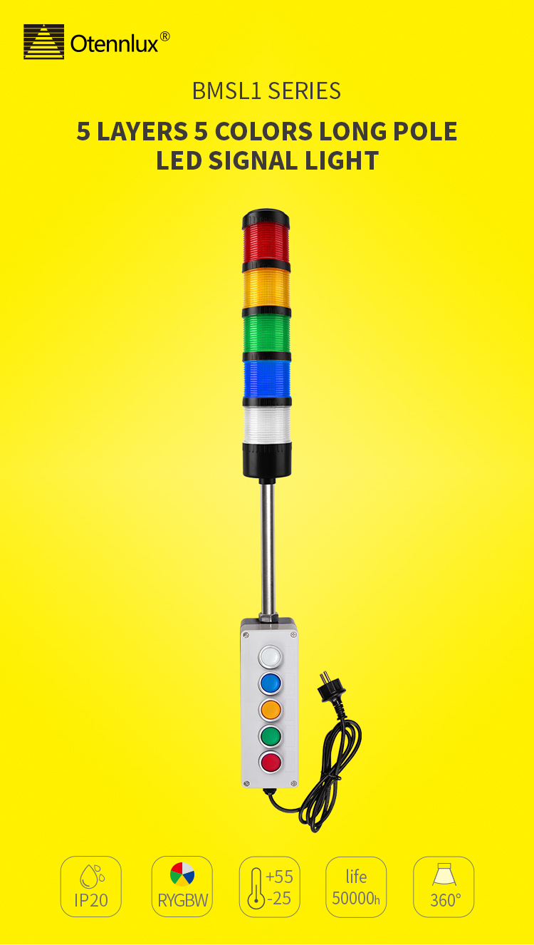 4 colors signal tower light with button