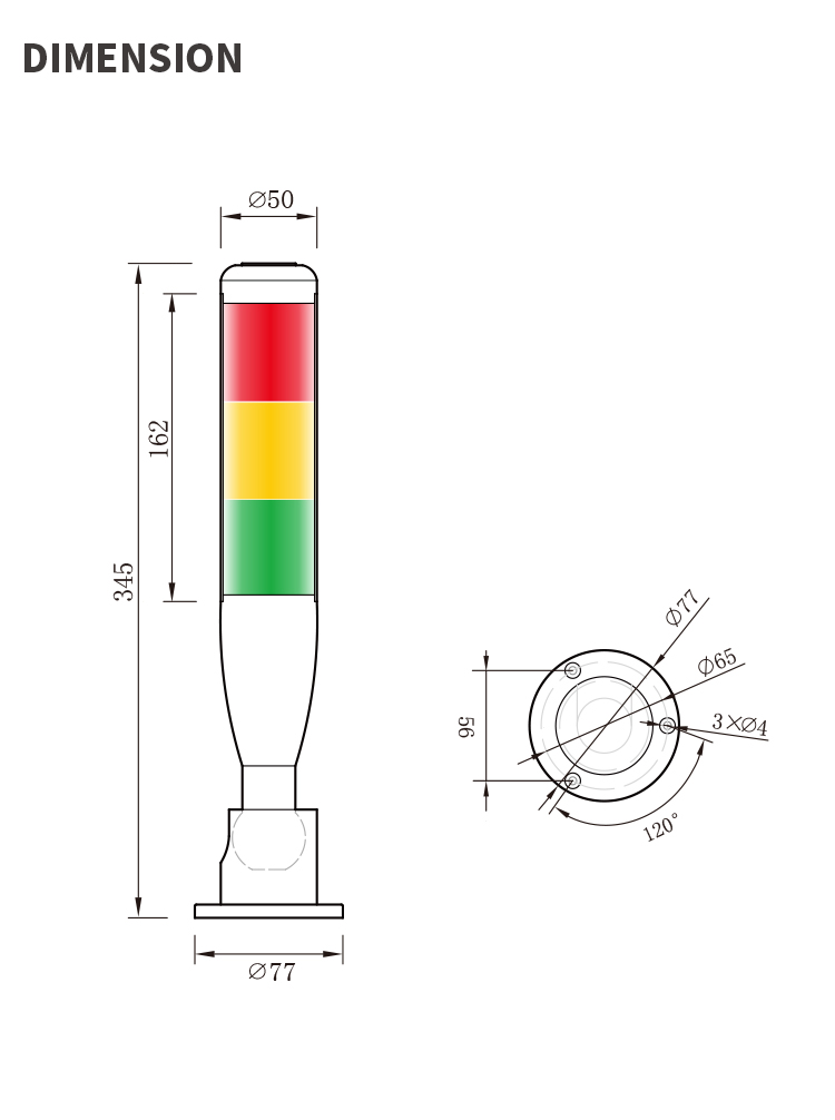 3 colors led signal tower light